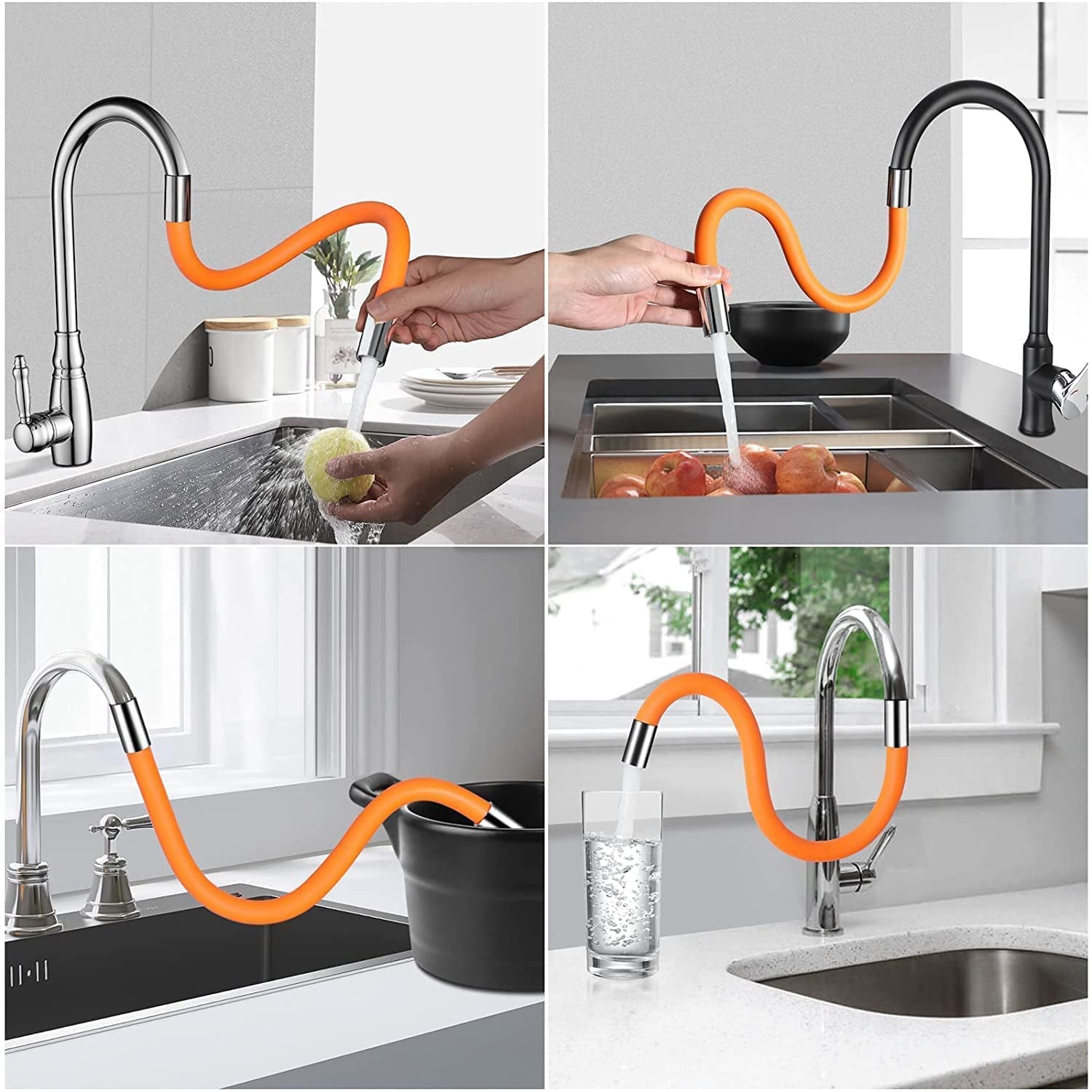 Flexible Water Tap Extender, 360° Bending Faucet Extension Tube with Connector (18cm) Flexible Water Tap Extender, 360° Bending Faucet Extension Tube with Connector (18cm)
